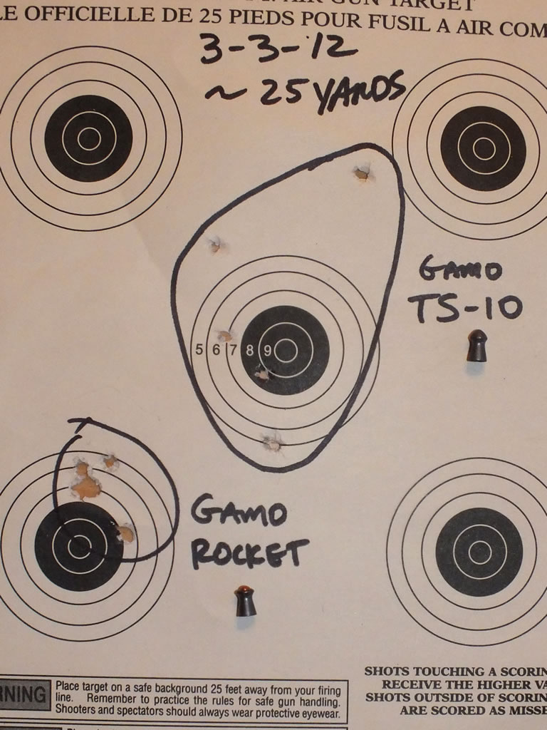 Gamo Rocket and TS-10 pellet accuracy