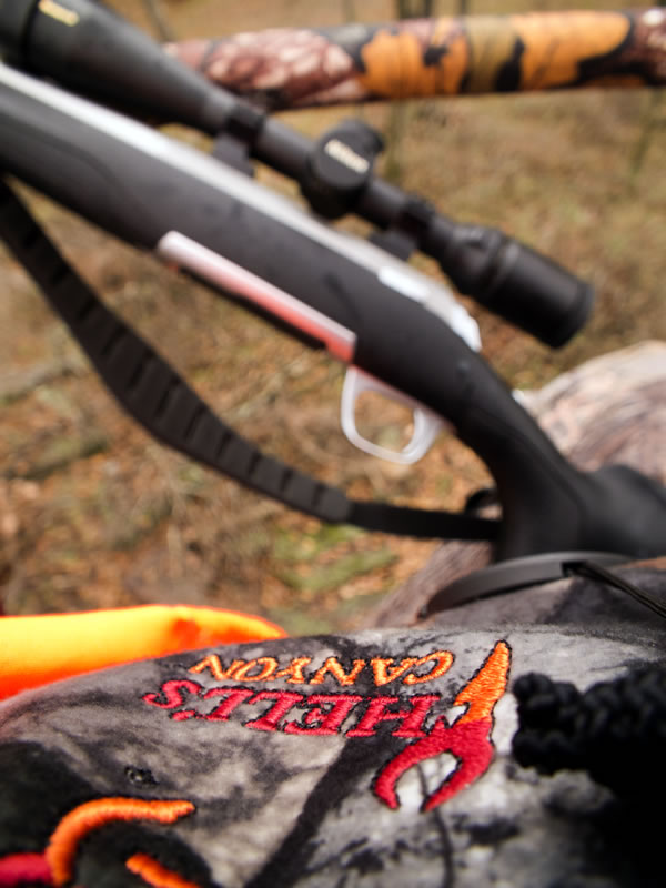 View of my Hell's Canyon Jacket in Mossy Oak TreeStand and my X-Bolt