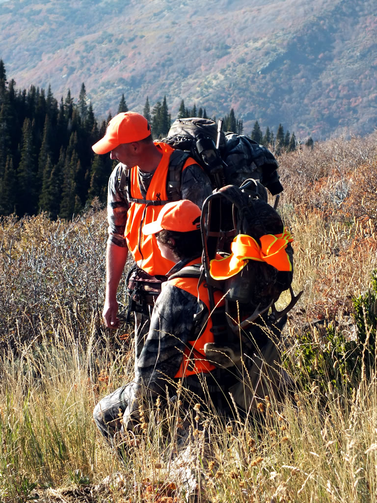 Packing out the boned out mule deer meat back up the mountain