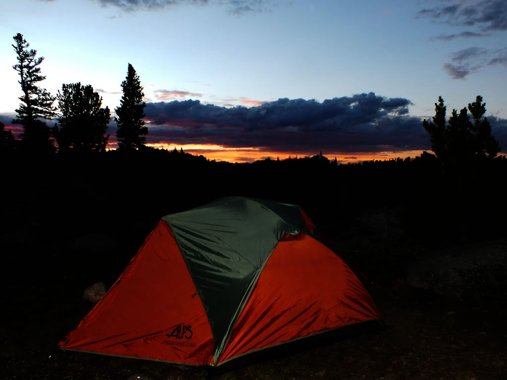 Alps Chaos 3 Tent at Sunset in the Stough Creek Basin
