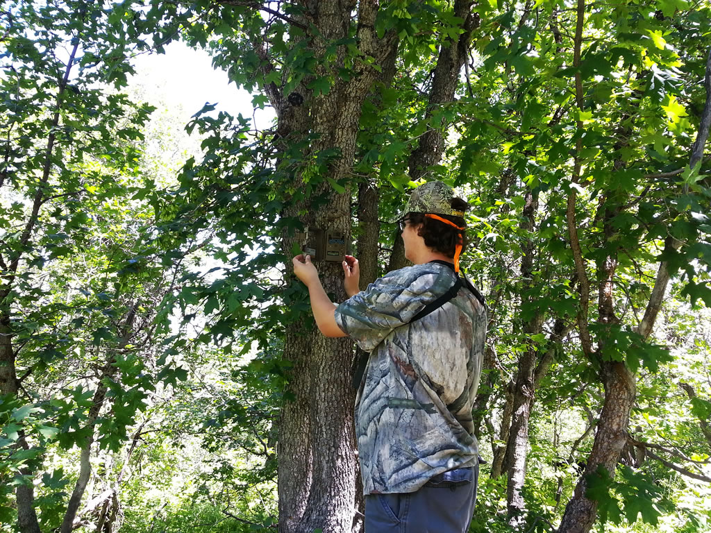 Dallen checking Browning Recon Force Trail Camera