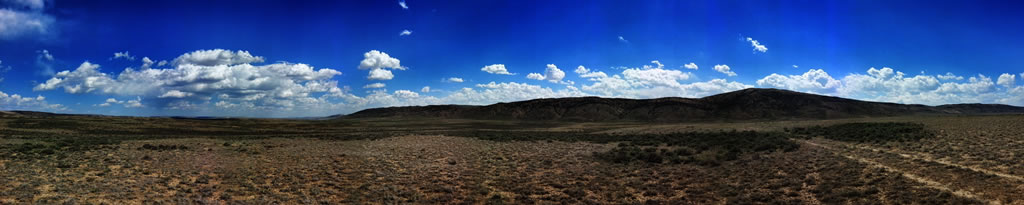 Panorama of Western Wyoming prairie dog hunting