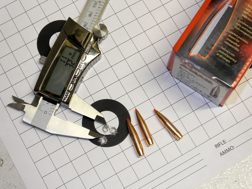 243 WSSM 105 Gr. Hornady A-Max 100 Yard 3 shot group