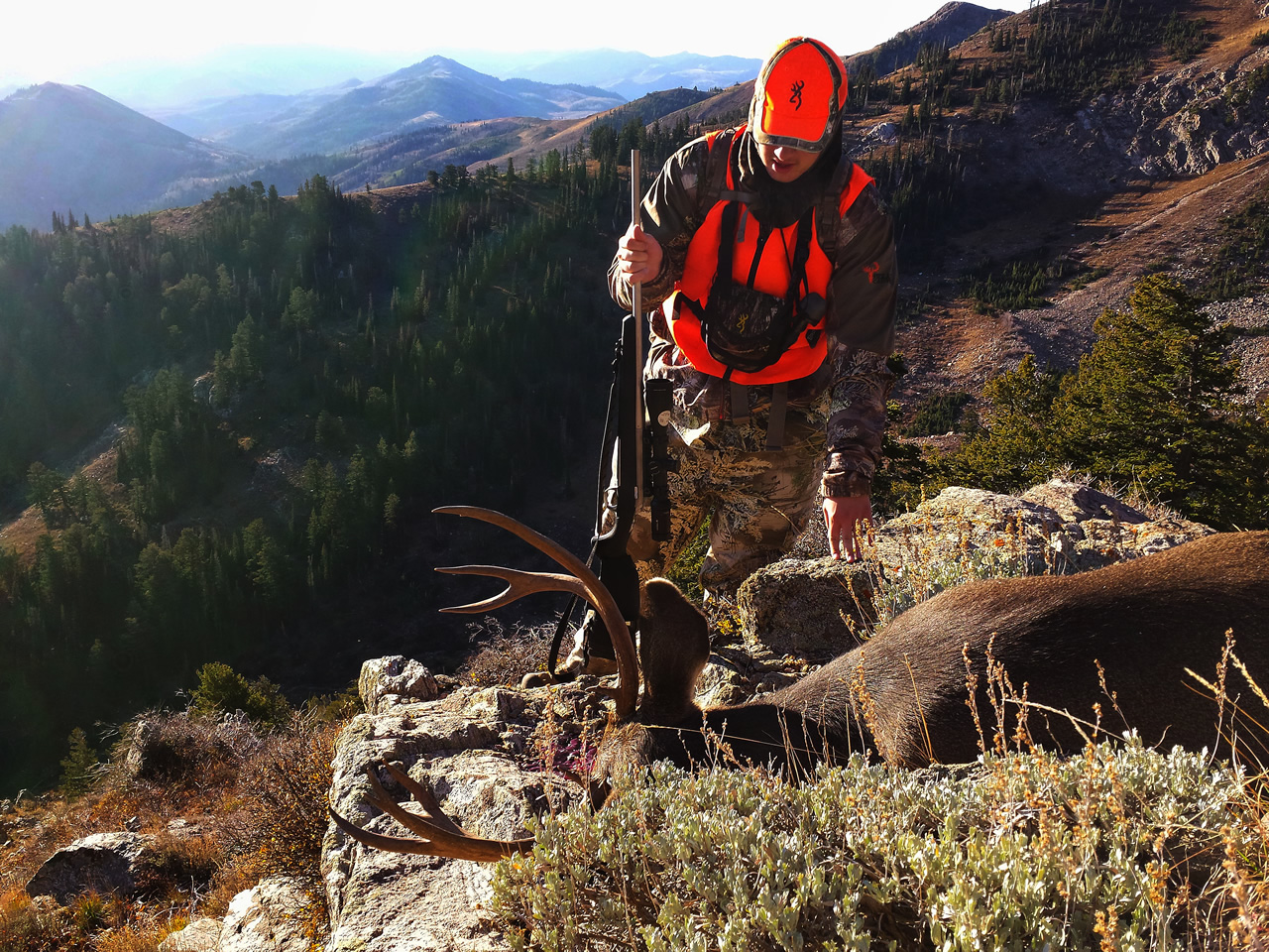 Dallen admiring his 2014 mule deer