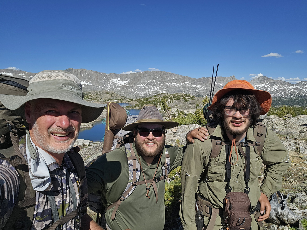Selfie at the highest pass on our Wind River trip.